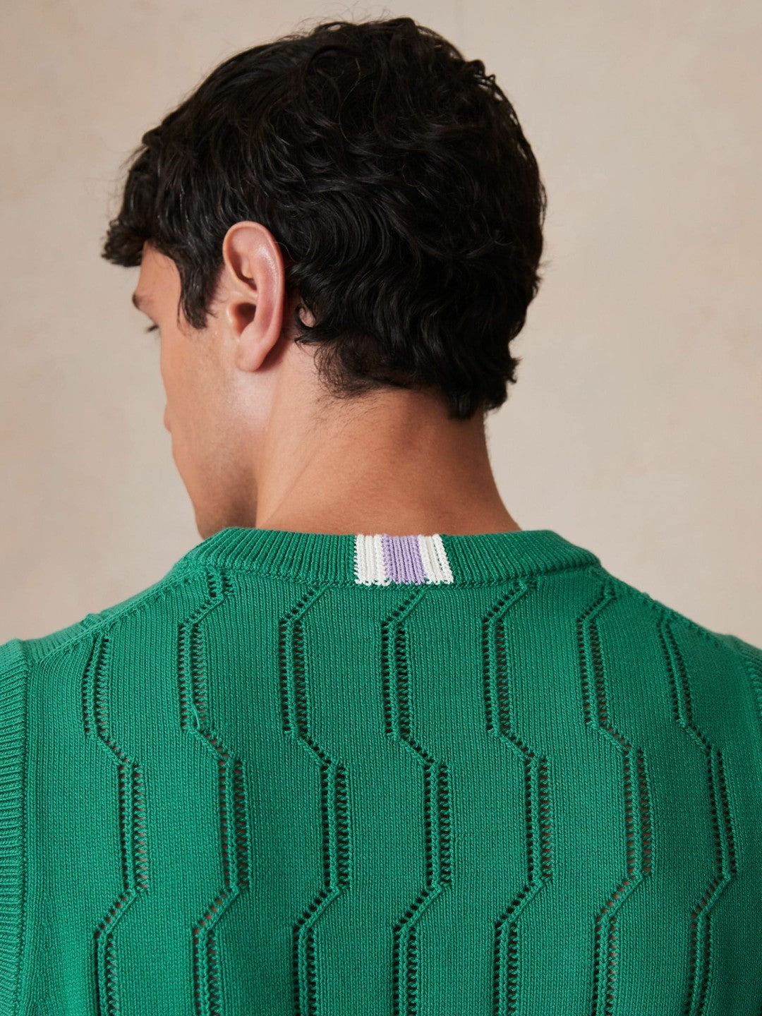 Reiss | Ché Pointelle Crew-Neck Vest in Bright Green