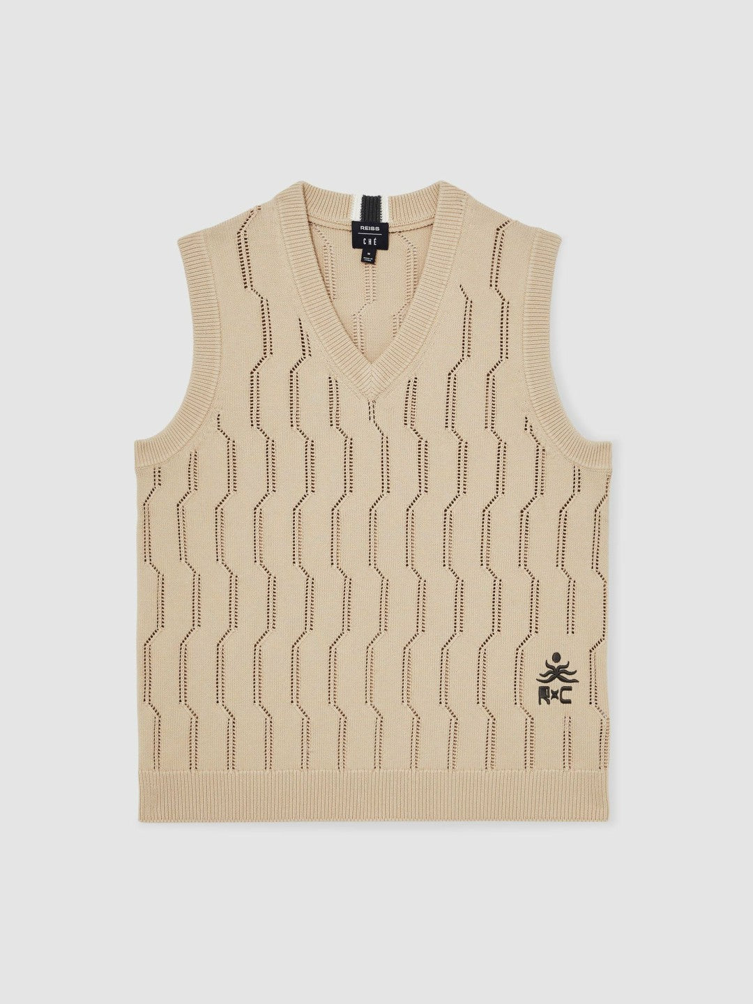 Reiss | | Ché Pointelle V-Neck Vest in Stone