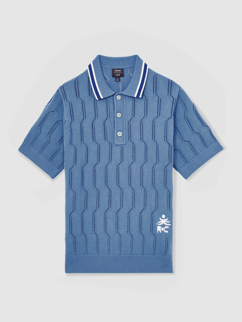 Reiss | | Ché Cotton Pointelle Polo Shirt in Blue