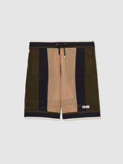 Reiss | | Ché Crochet Colour-Block Shorts in Camel/Green