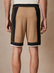 Reiss | | Ché Crochet Colour-Block Shorts in Camel/Green
