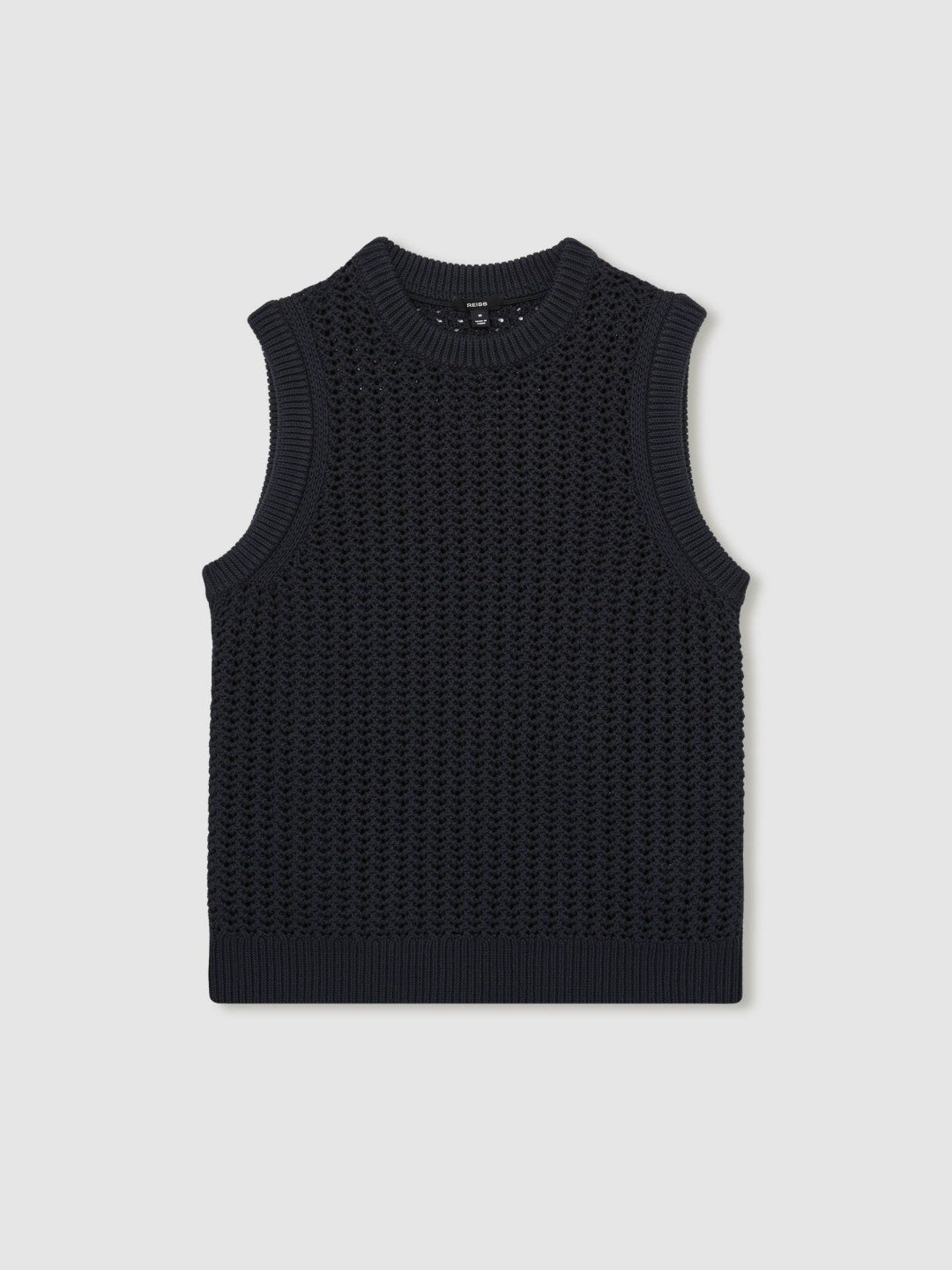 Reiss | Cotton-Blend Crochet Vest in Navy