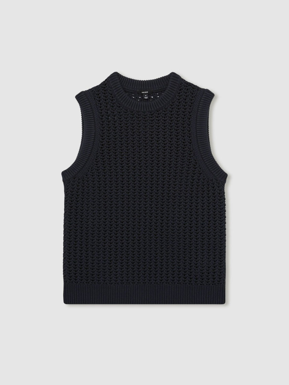 Reiss | Cotton-Blend Crochet Vest in Navy