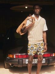 Reiss | | Ché Sunset-Print Swim Shorts in Olive Green
