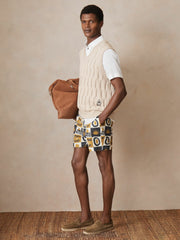 Reiss | | Ché Sunset-Print Swim Shorts in Olive Green
