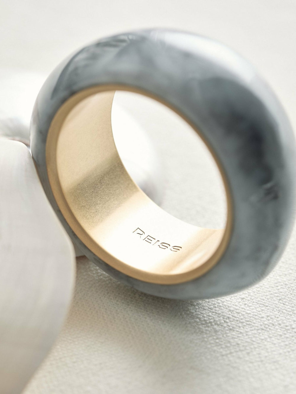 Reiss | Curve Marble Bangle in Gold Tone