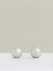 Reiss | Polished Ball Huggie Earrings in Silver Tone