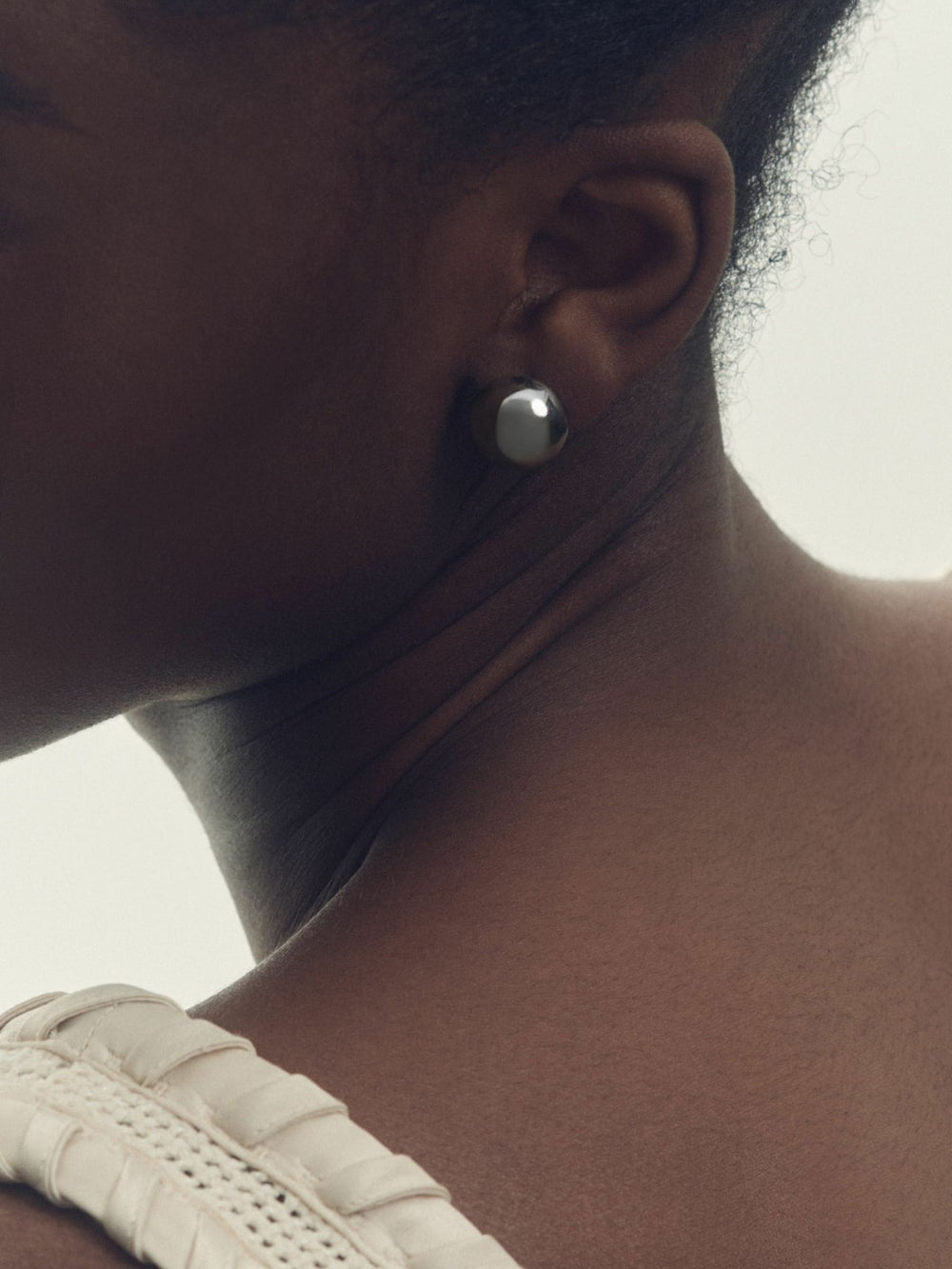 Reiss | Polished Ball Huggie Earrings in Silver Tone