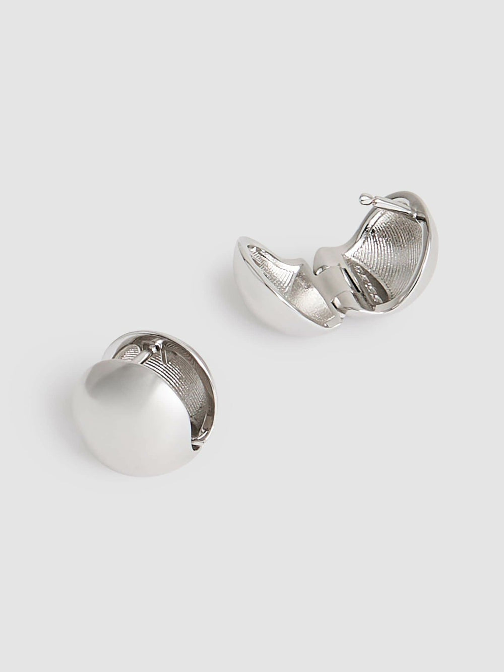Reiss | Polished Ball Huggie Earrings in Silver Tone