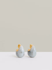 Reiss | Curve Marble Scoop Earrings in Gold Tone