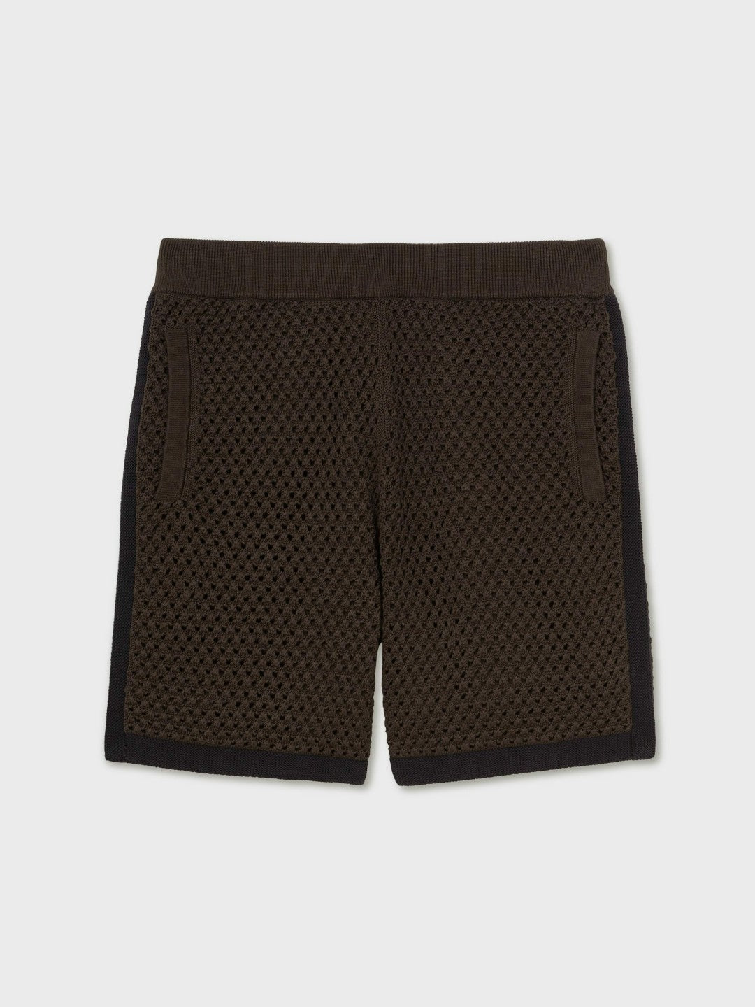 Reiss | Cotton-Blend Crochet Shorts in Chocolate/Navy
