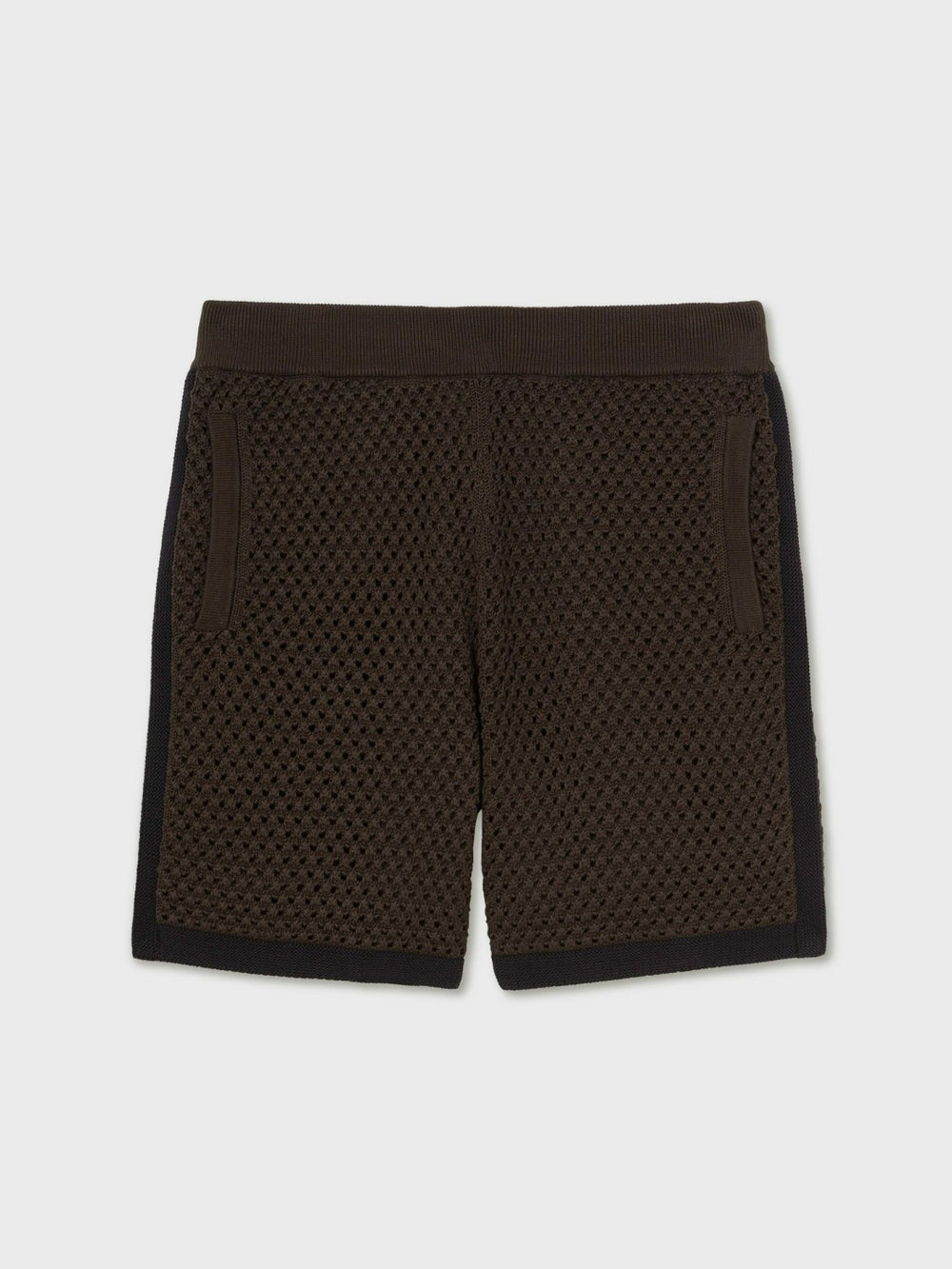 Reiss | Cotton-Blend Crochet Shorts in Chocolate/Navy