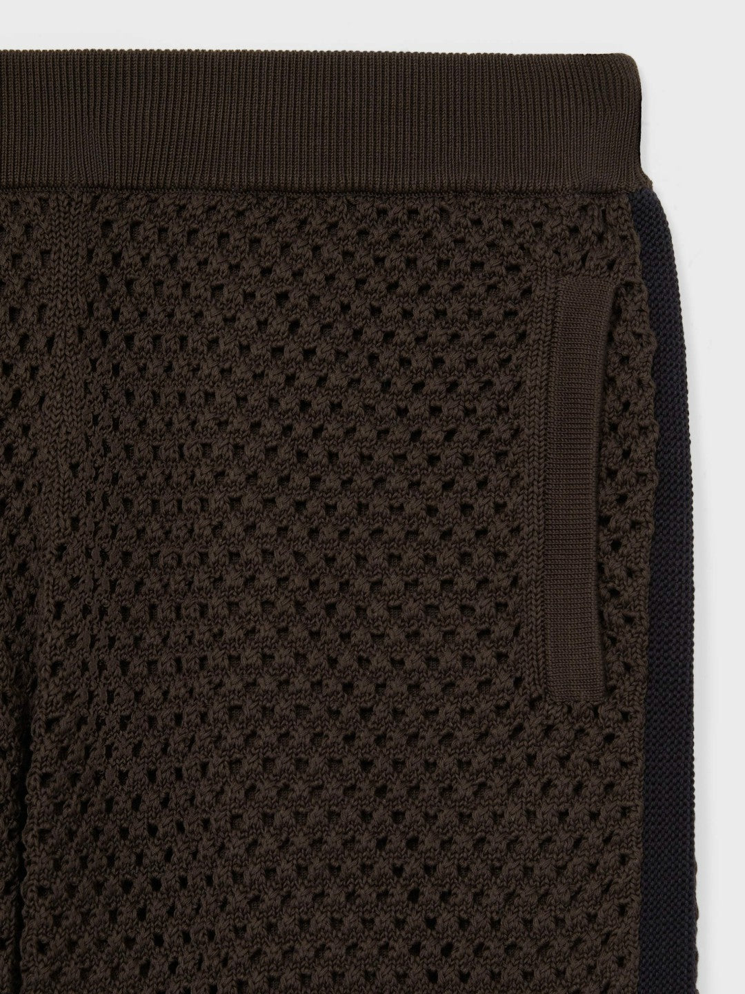 Reiss | Cotton-Blend Crochet Shorts in Chocolate/Navy