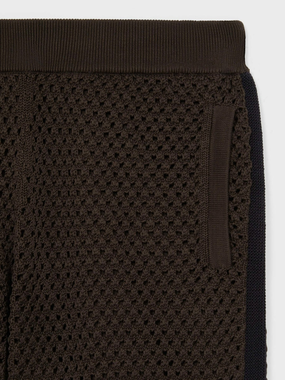 Reiss | Cotton-Blend Crochet Shorts in Chocolate/Navy