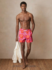 Reiss | | Ché Sunset-Print Swim Shorts in Orange/Pink