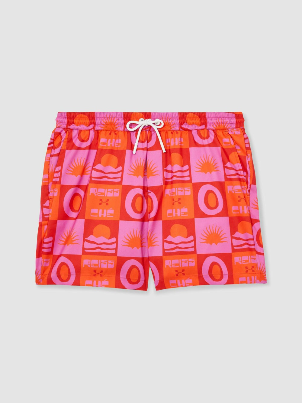 Reiss | | Ché Sunset-Print Swim Shorts in Orange/Pink