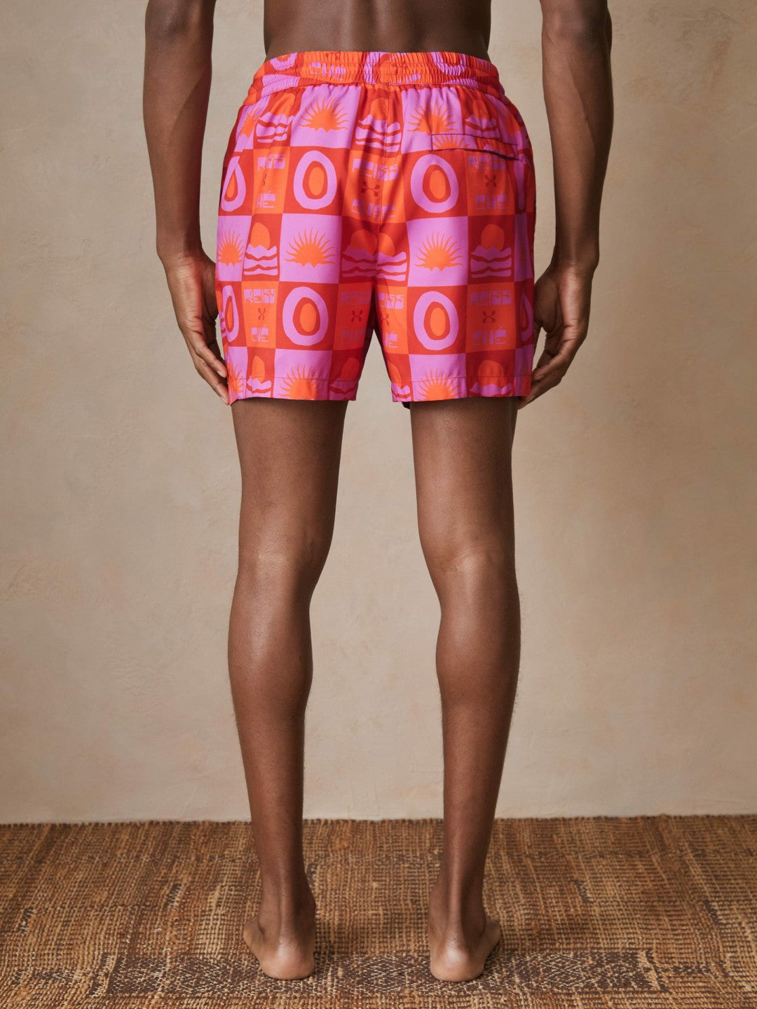 Reiss | | Ché Sunset-Print Swim Shorts in Orange/Pink