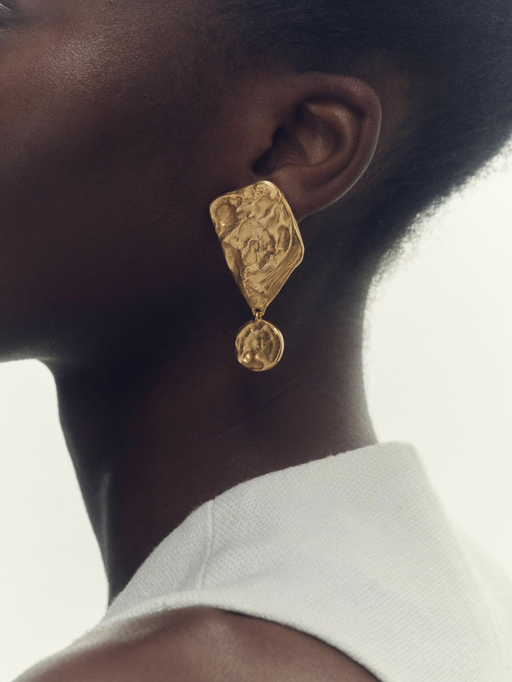 Reiss | Molten Large Drop Earrings in Gold Tone