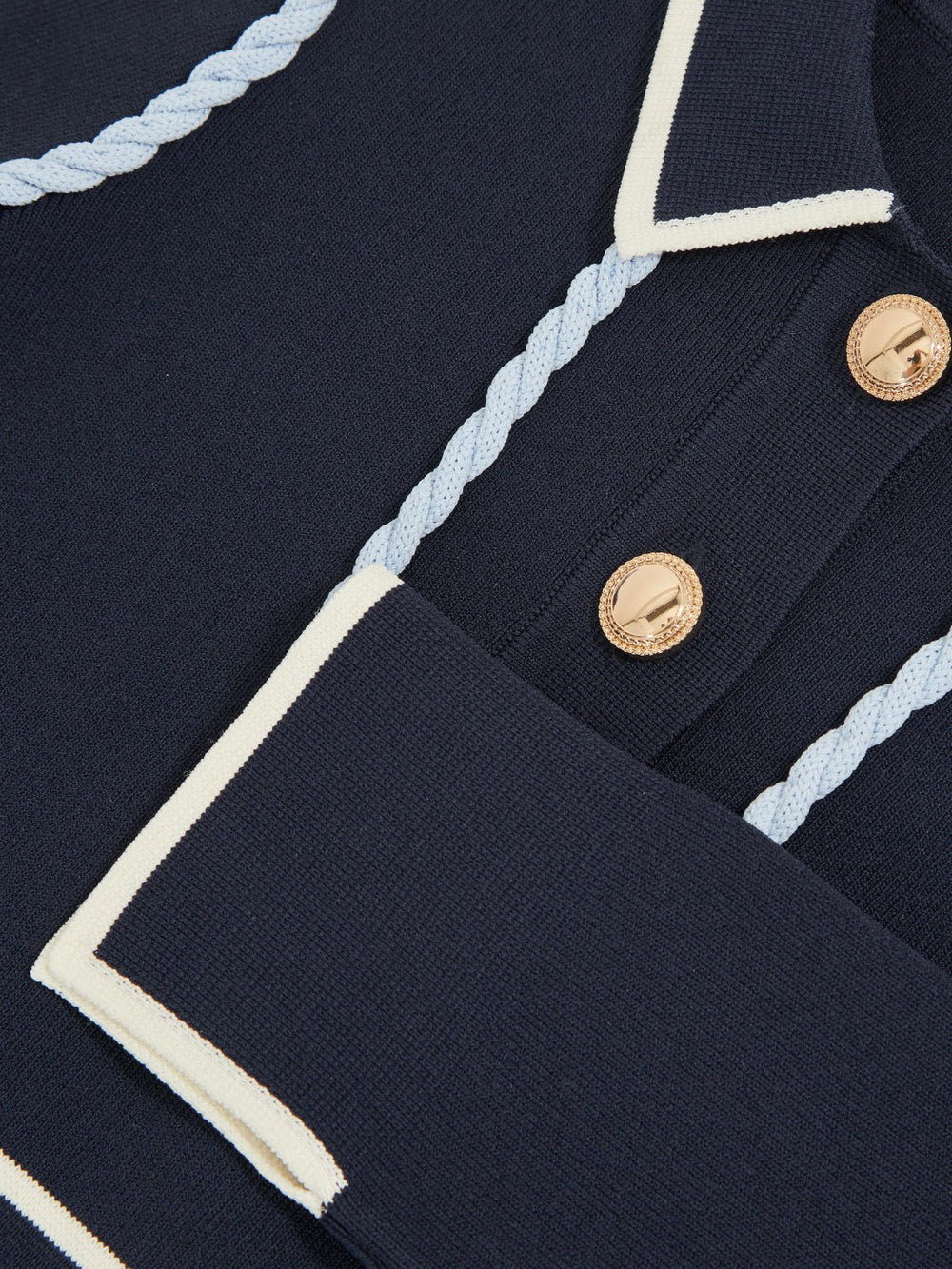 Reiss | 3-9 yrs Piped Knitted Skater Dress in Navy