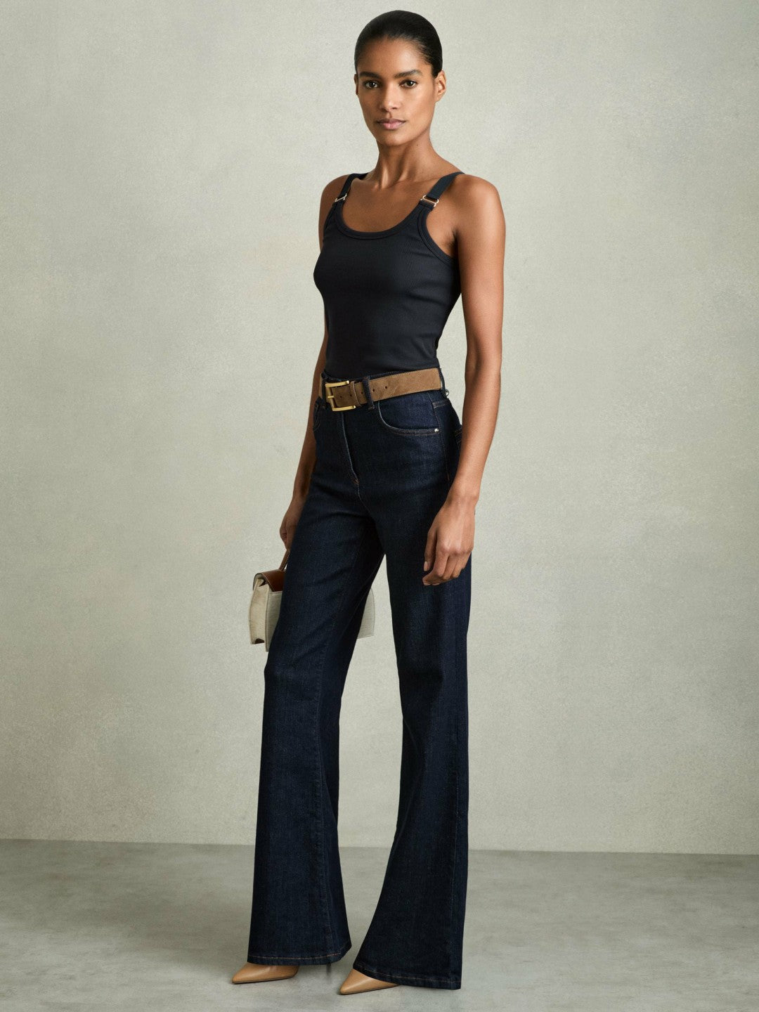 Reiss | Stretch-Cotton D-Ring Strap Vest in Navy