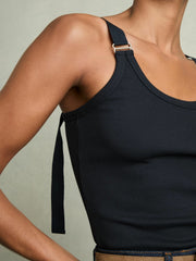 Reiss | Stretch-Cotton D-Ring Strap Vest in Navy
