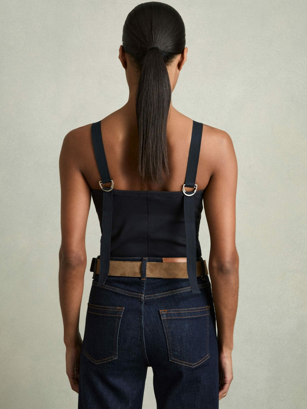 Reiss | Stretch-Cotton D-Ring Strap Vest in Navy
