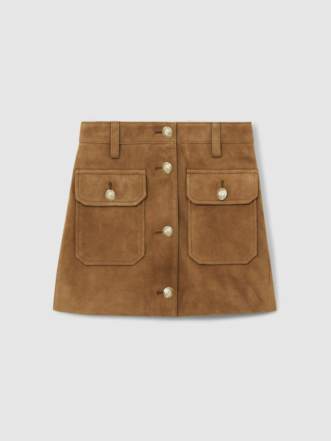 Reiss | 4-9 yrs Suede Flap Pocket Skirt in Tan