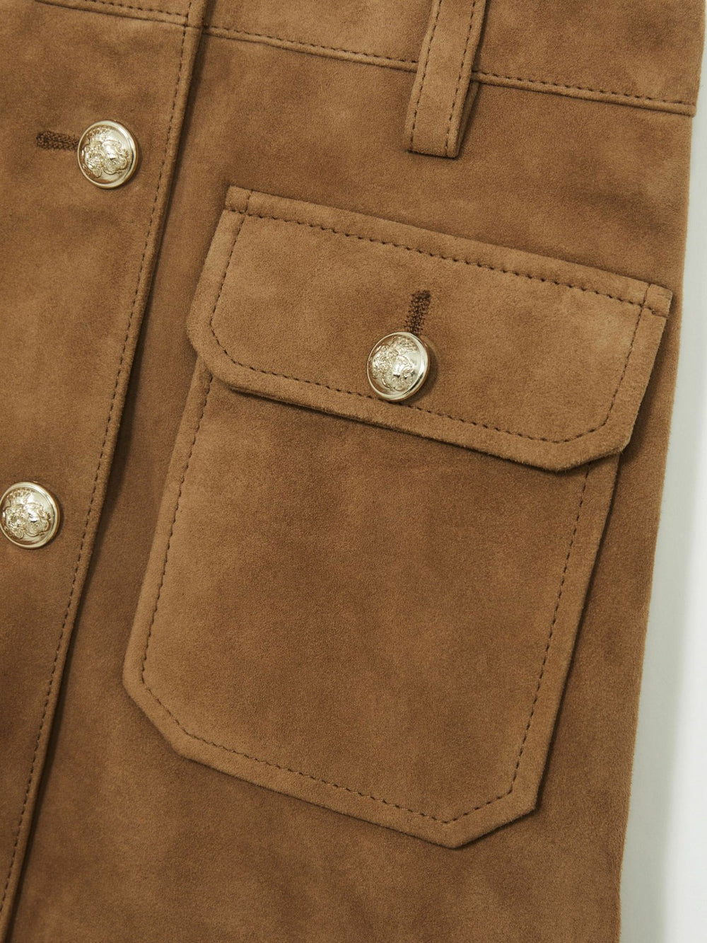 Reiss | 4-9 yrs Suede Flap Pocket Skirt in Tan