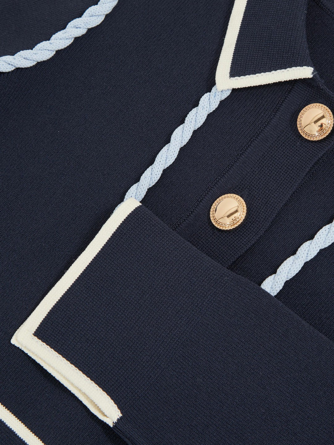 Reiss | 9-13 yrs Piped Knitted Skater Dress in Navy