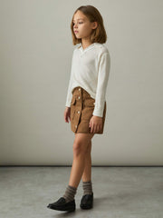Reiss | 9-13 yrs Suede Flap Pocket Skirt in Tan