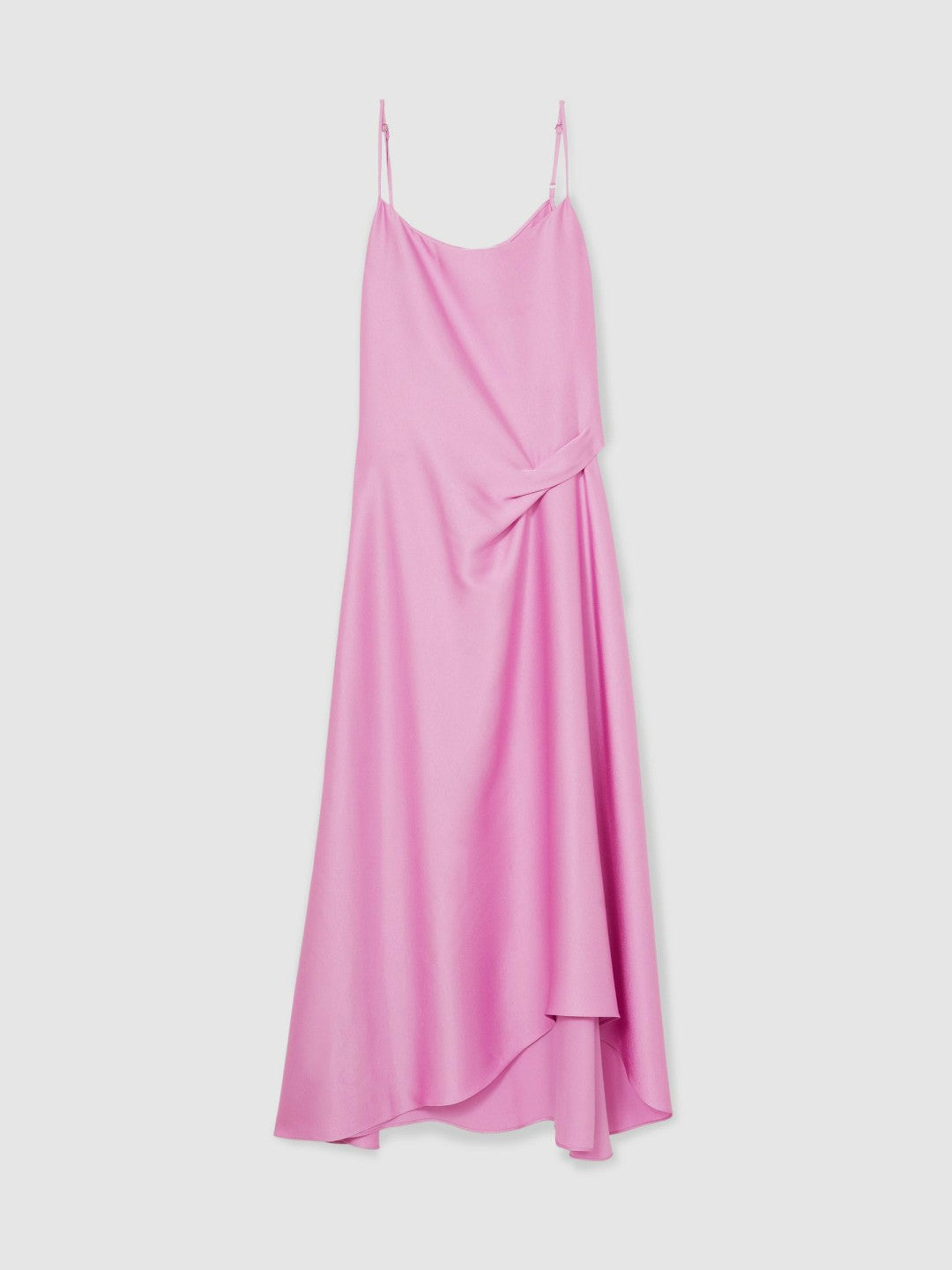 Reiss | Satin Drape-Detail Slip Dress in Pink