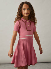 Reiss | 9-13 yrs Twist-Piped Knitted Dress in Pink