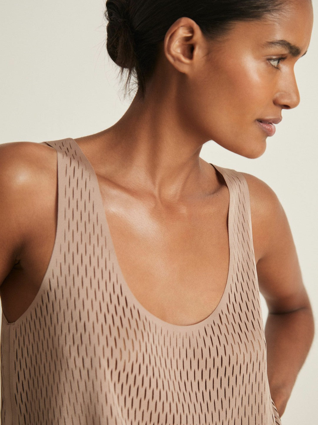 Reiss | Atelier Laser-Cut Vest Top in Taupe