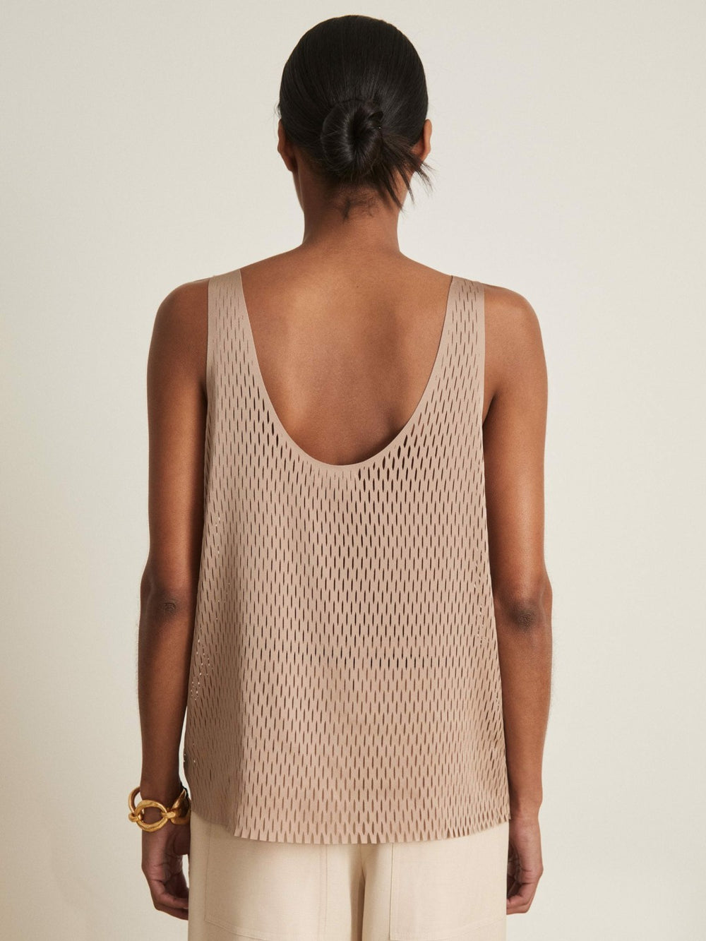 Reiss | Atelier Laser-Cut Vest Top in Taupe