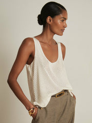 Reiss | Atelier Laser-Cut Vest Top in Cream