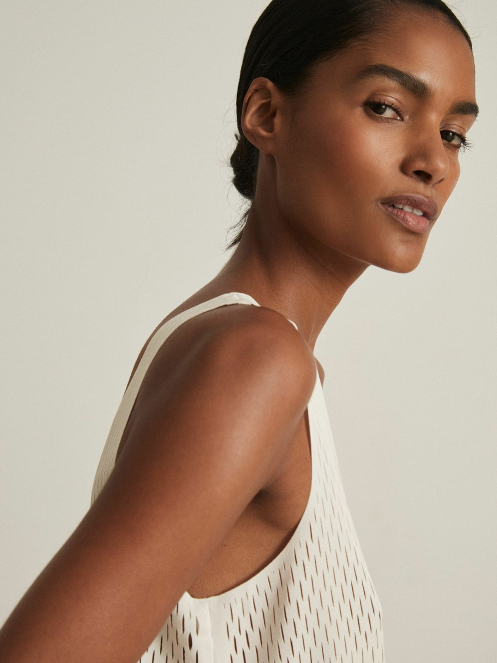 Reiss | Atelier Laser-Cut Vest Top in Cream
