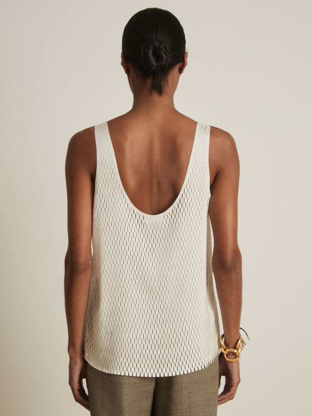 Reiss | Atelier Laser-Cut Vest Top in Cream