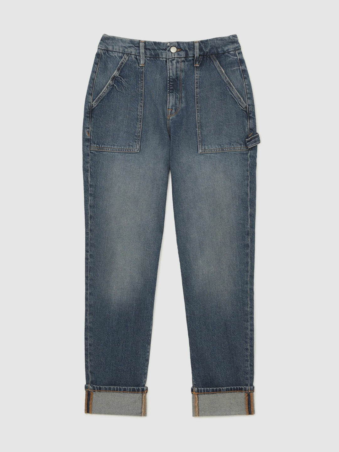 Reiss | Good American Cuffed Straight-Leg Jeans in Indigo