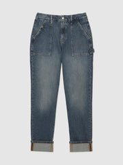 Reiss | Good American Cuffed Straight-Leg Jeans in Indigo