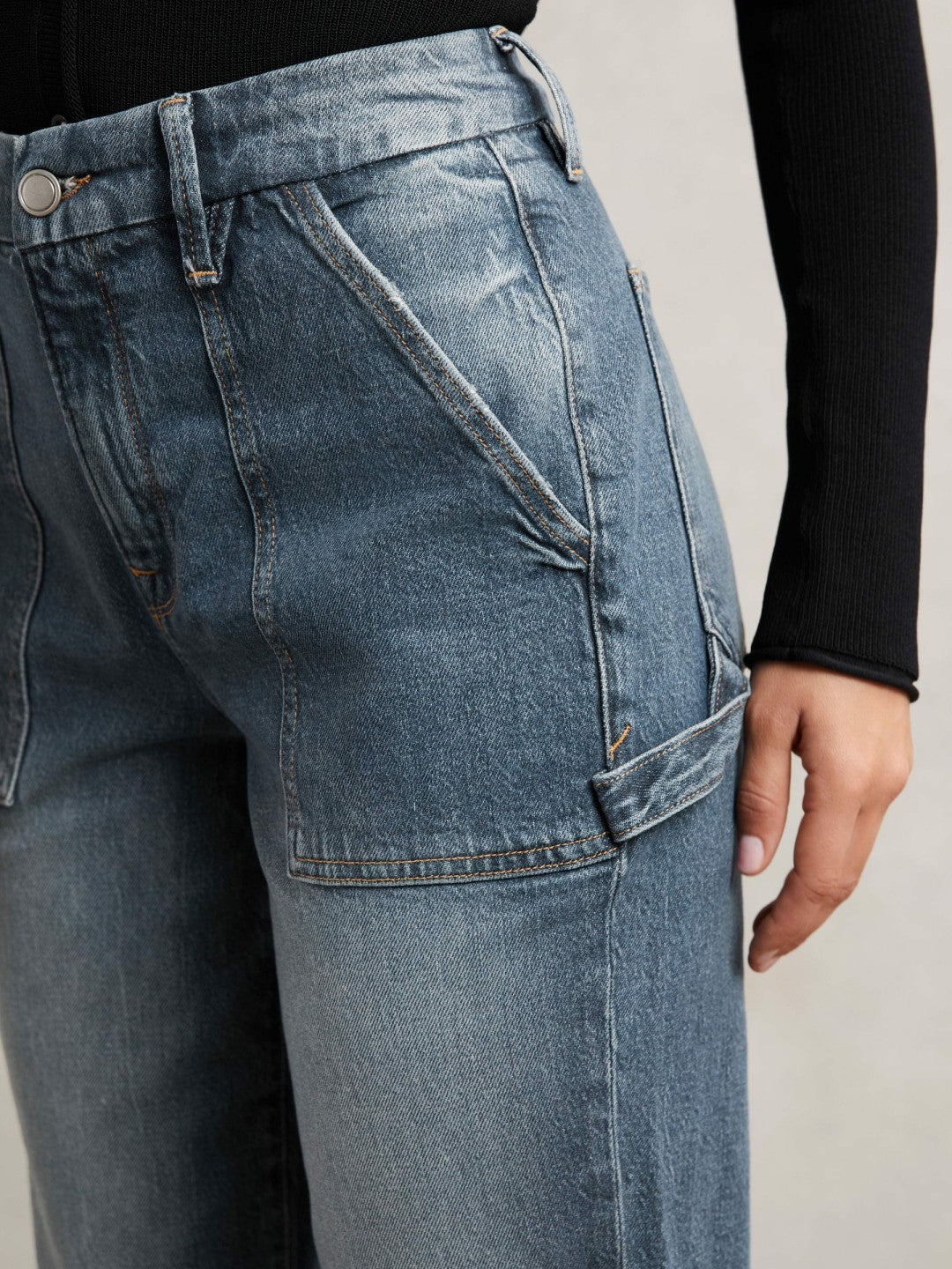 Reiss | Good American Cuffed Straight-Leg Jeans in Indigo