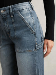 Reiss | Good American Cuffed Straight-Leg Jeans in Indigo
