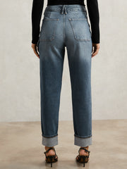 Reiss | Good American Cuffed Straight-Leg Jeans in Indigo