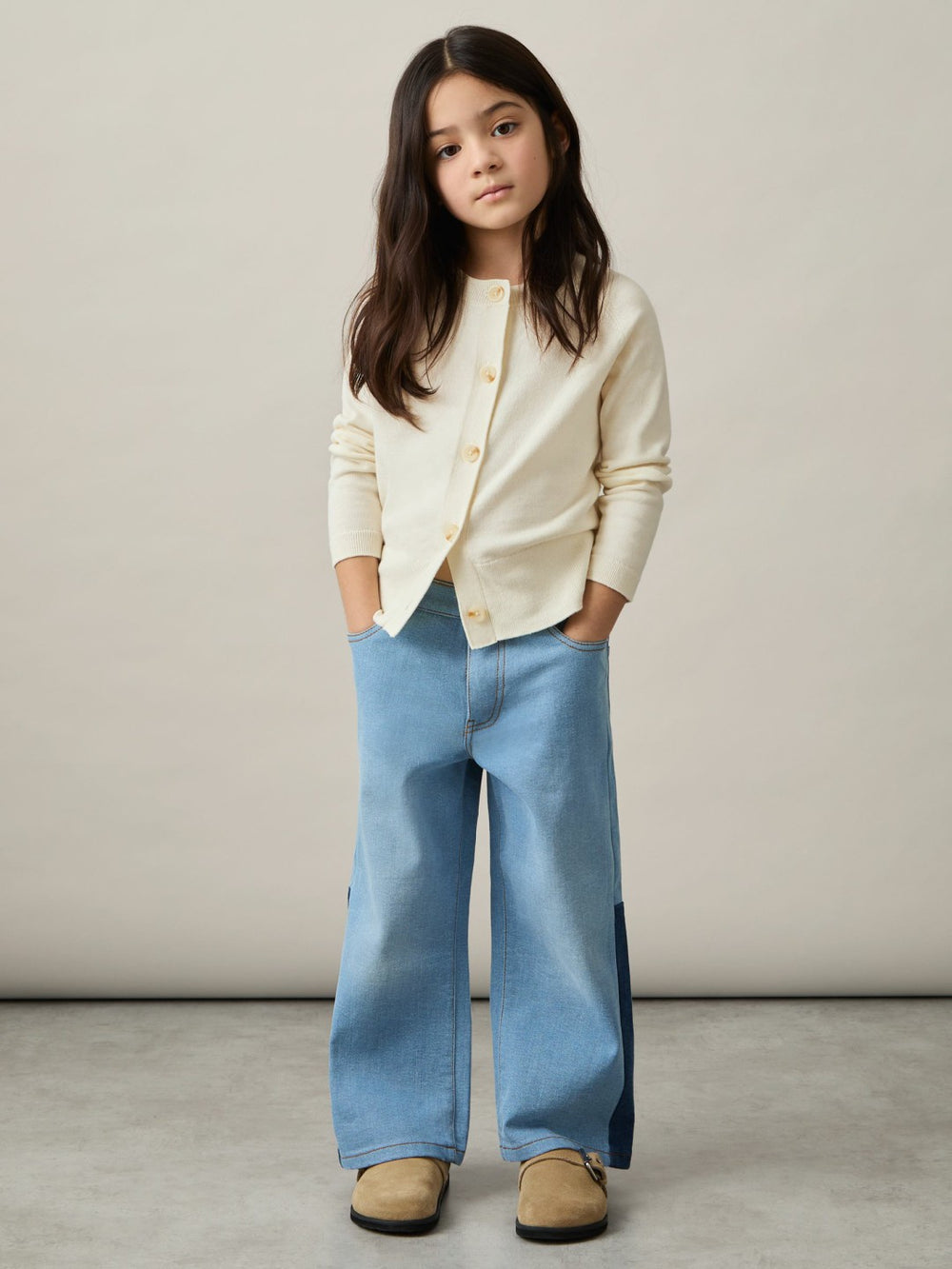 Reiss | 4-9 yrs Cotton Crew-Neck Cardigan in Ivory
