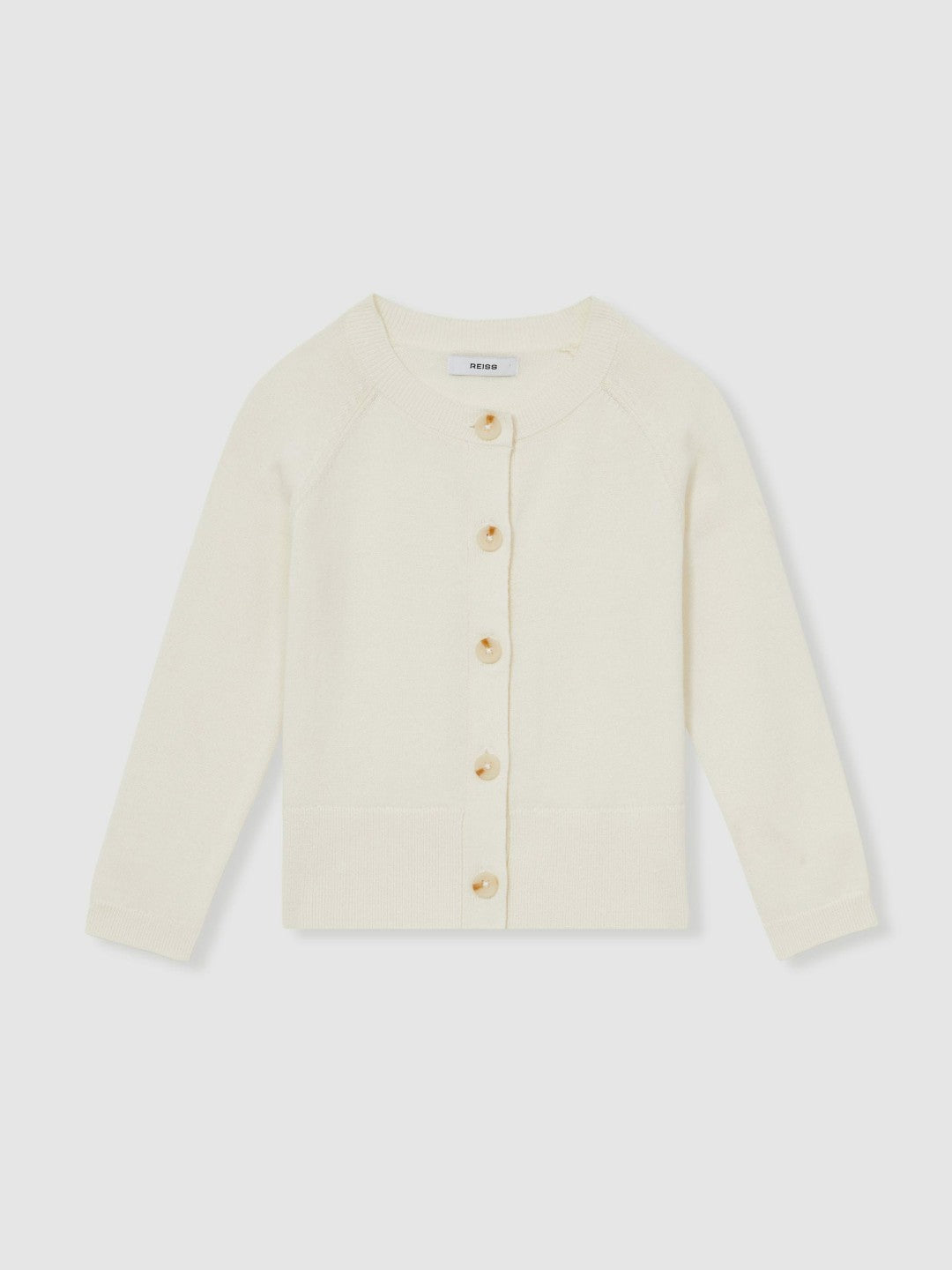 Reiss | 4-9 yrs Cotton Crew-Neck Cardigan in Ivory