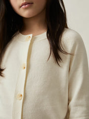 Reiss | 4-9 yrs Cotton Crew-Neck Cardigan in Ivory