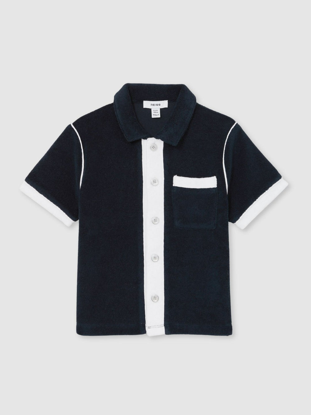 Reiss | 9-13 yrs Velour Colour-Block Shirt in Blue Multi