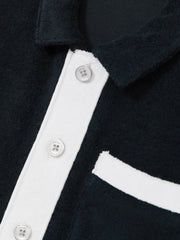 Reiss | 9-13 yrs Velour Colour-Block Shirt in Blue Multi