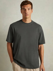Reiss | Cotton Garment-Dyed Oversized T-Shirt in Washed Black