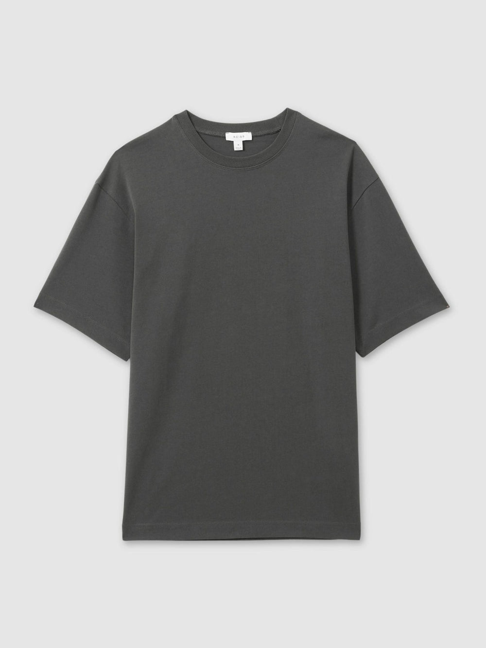Reiss | Cotton Garment-Dyed Oversized T-Shirt in Washed Black
