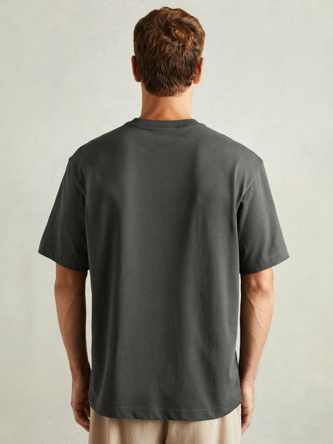 Reiss | Cotton Garment-Dyed Oversized T-Shirt in Washed Black